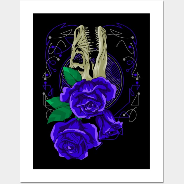 rose blue skull Wall Art by SHINIGAMII